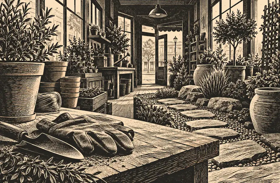 Illustration of landscaping businesses and their working space